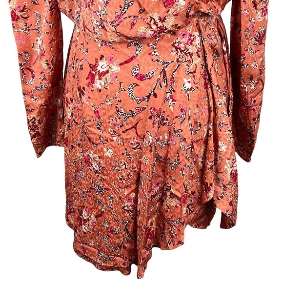 ISABEL ETOILE MARANT BAIKAL FLORAL JACQUARD WRAP DRESS PINK NWT WOMEN'S SIZE 34 - Picture 5 of 16